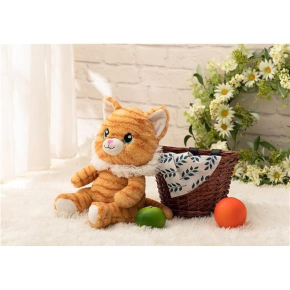 Orange Striped Cat Stuffed Animal Cute Kitten Plush Toy Gift for Kids 11 inch - Picture 2 of 7